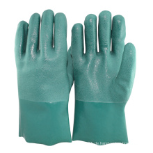 NMSAFETY Trikot doppelt beschichtetes grünes PVC, Handschutzhandschuhe aus sandfarbenem Finish
